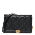 Caviar Quilted Boy Wallet On Chain WOC Black