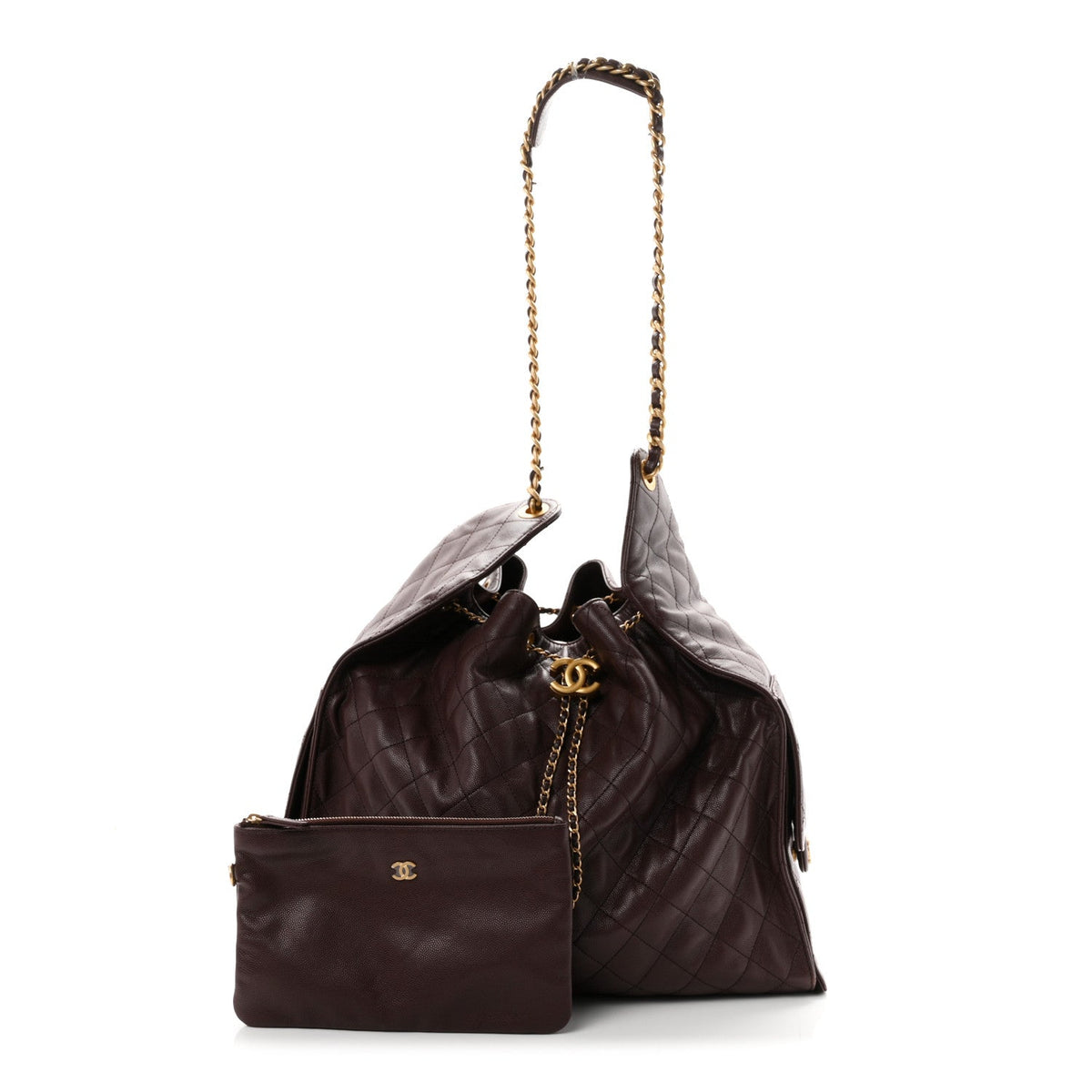 Caviar Quilted Large Chanel 25 Handbag Dark Brown