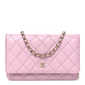Caviar Quilted Wallet on Chain WOC Light Pink