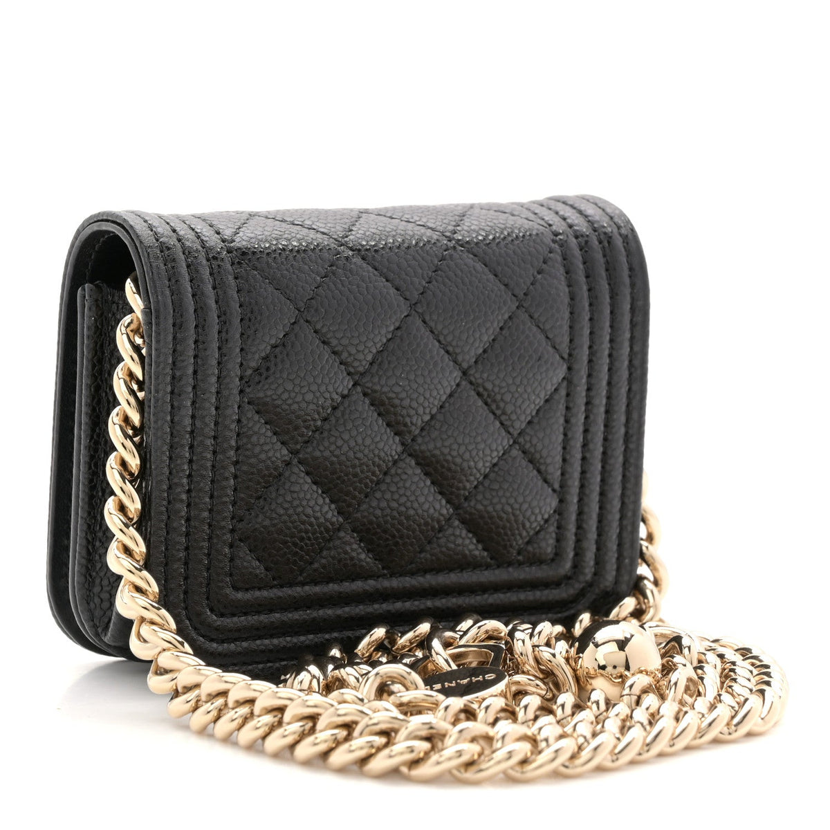 Caviar Quilted Boy Flap Waist Belt Bag Black