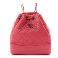 Aged Calfskin Quilted Small Gabrielle Backpack Dark Pink