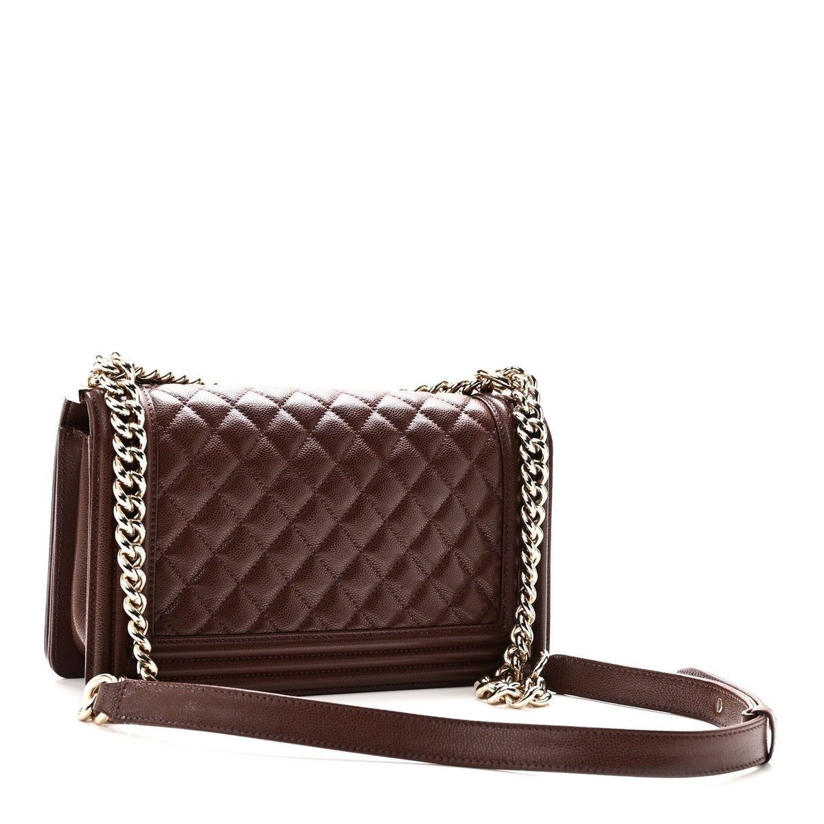Caviar Quilted Medium Boy Flap Brown