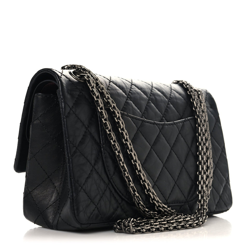 Aged Calfskin Quilted 2.55 Reissue 225 Flap Black