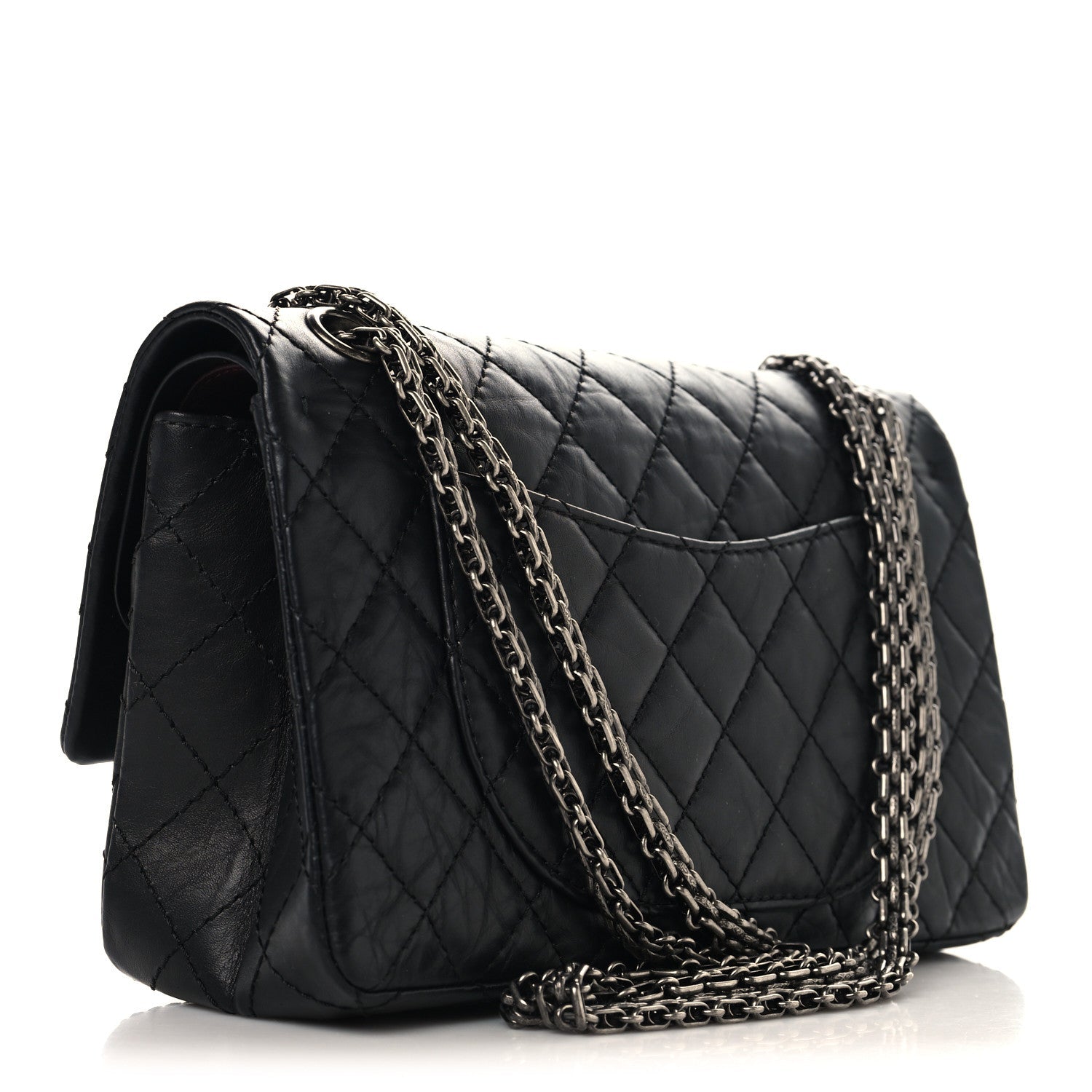 Aged Calfskin Quilted 2.55 Reissue 225 Flap Black