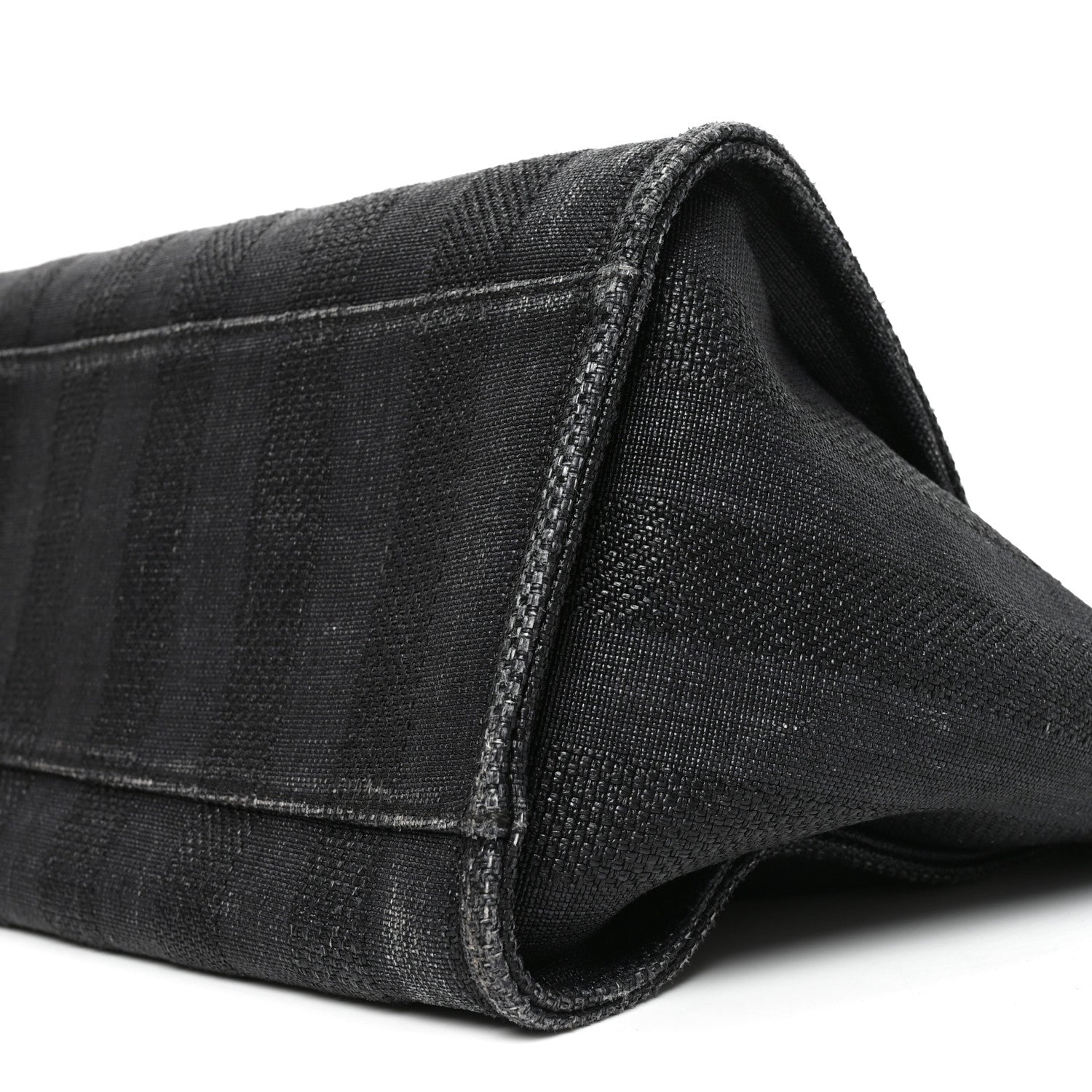 Mixed Fibers Calfskin Striped Medium Deauville Tote Black