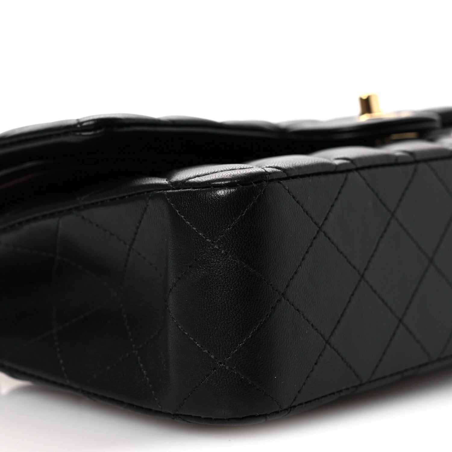 Lambskin Quilted Medium Double Flap Black