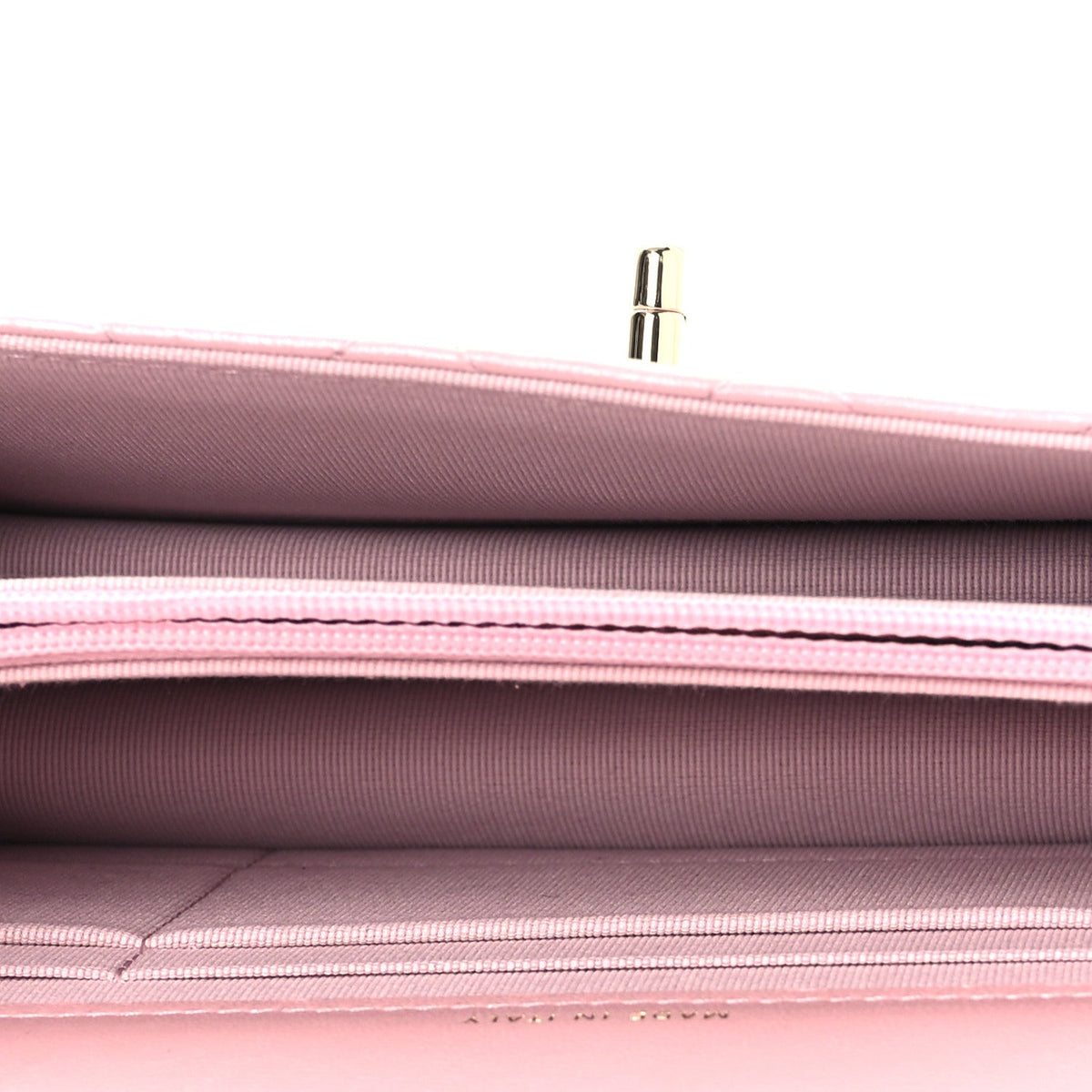 Pearly Lambskin Quilted Charms Wallet On Chain WOC Light Pink