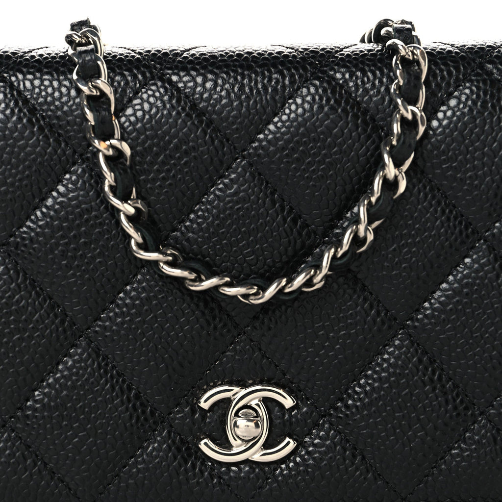 Caviar Quilted CC Turnlock Wallet On Chain WOC Black