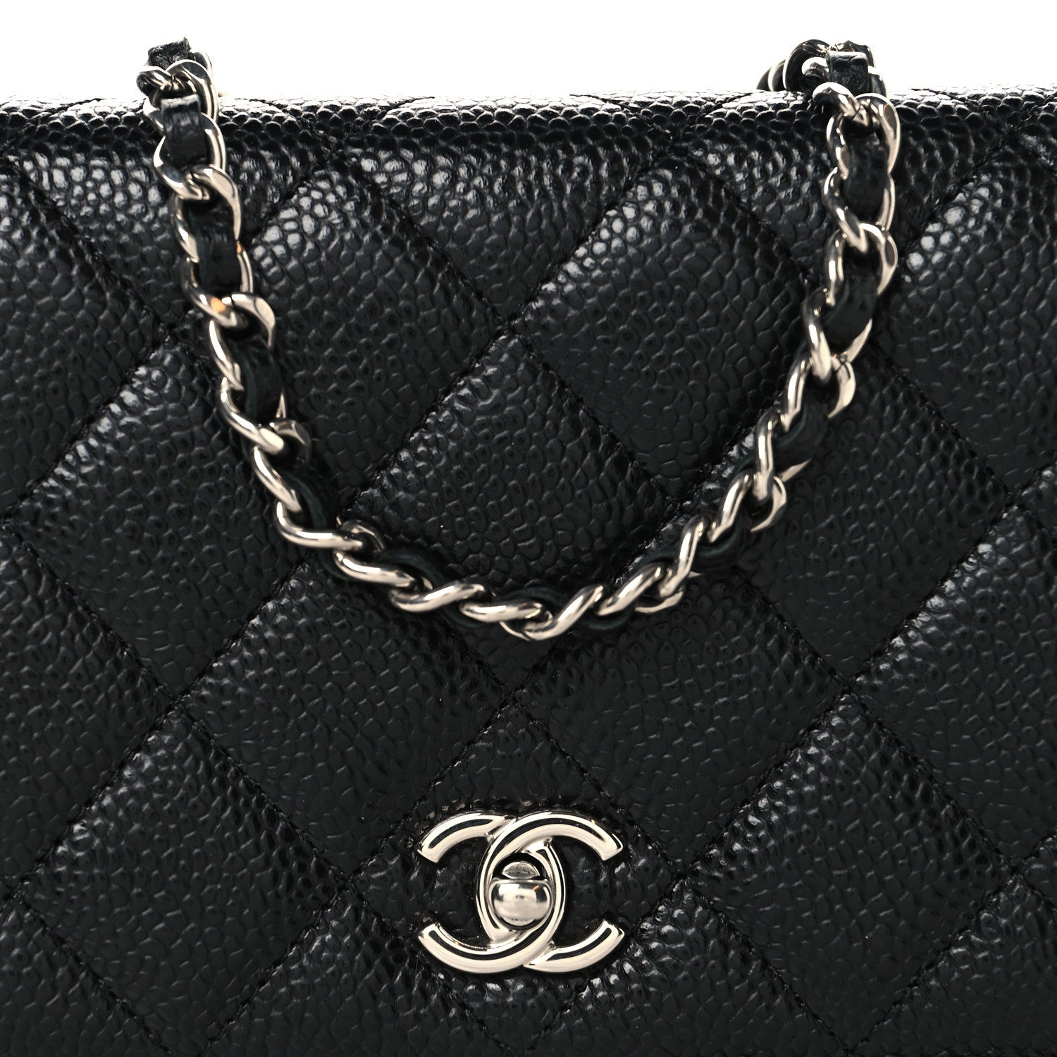 Caviar Quilted CC Turnlock Wallet On Chain WOC Black