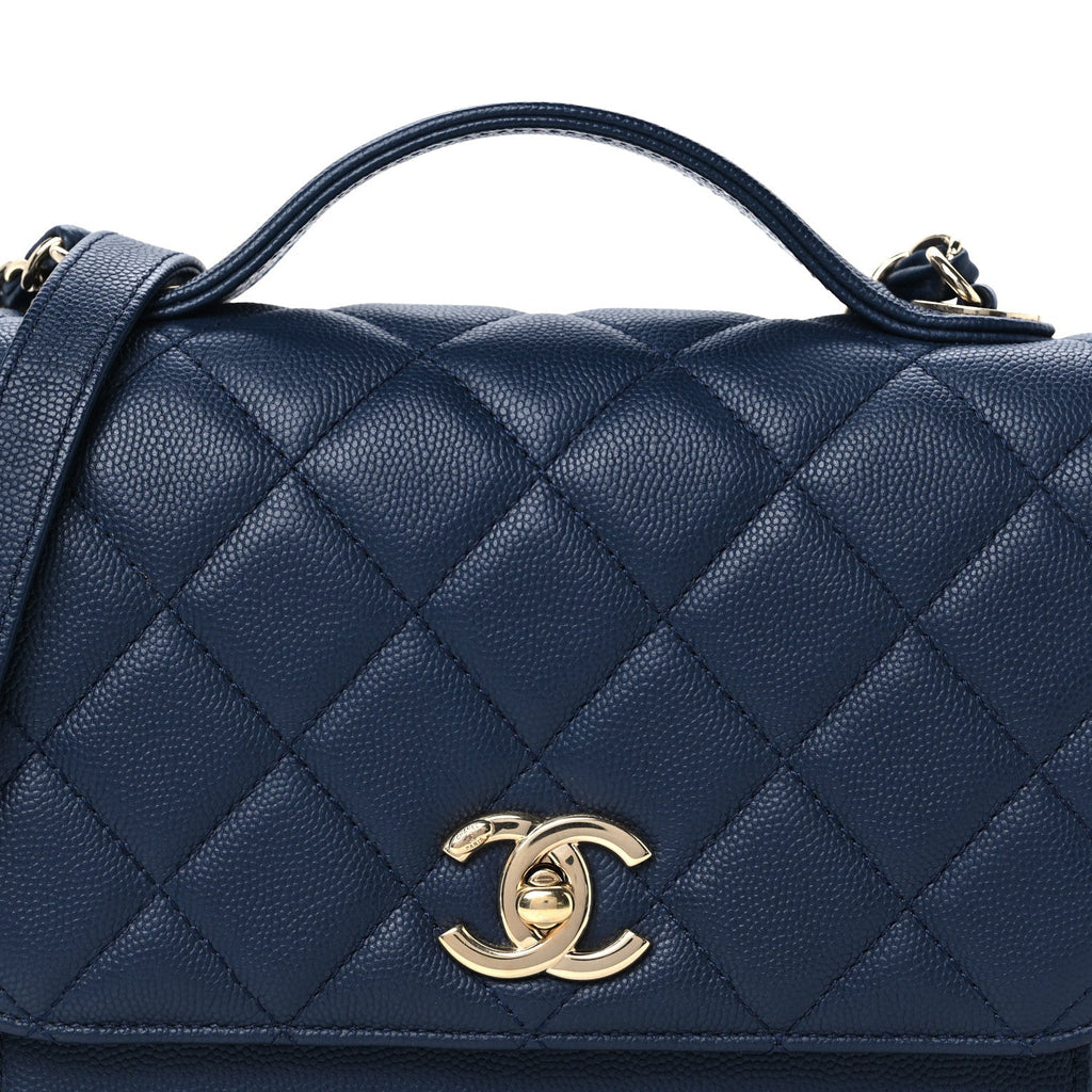 Caviar Quilted Small Business Affinity Flap Navy