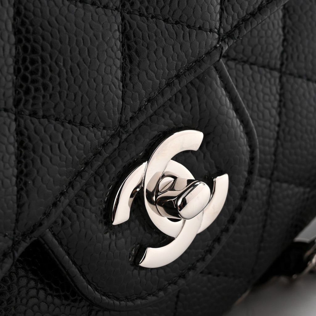 Caviar Quilted Medium Double Flap Black