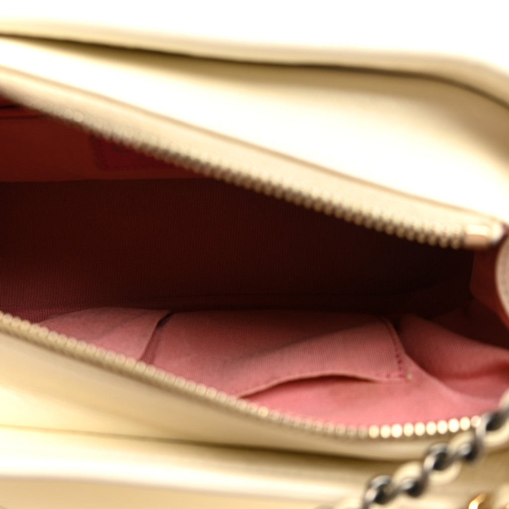 Aged Calfskin Quilted Small Gabrielle Hobo White