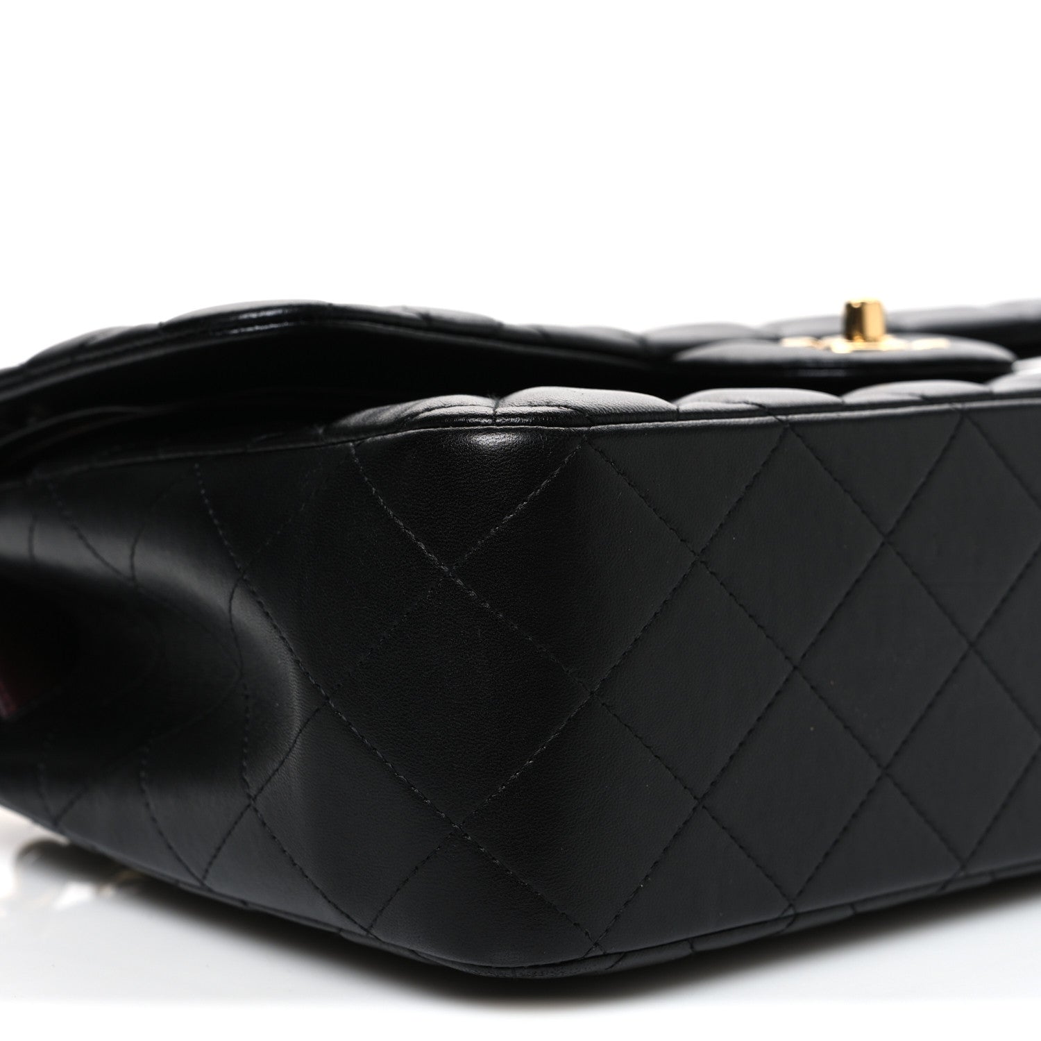 Lambskin Quilted Jumbo Double Flap Black