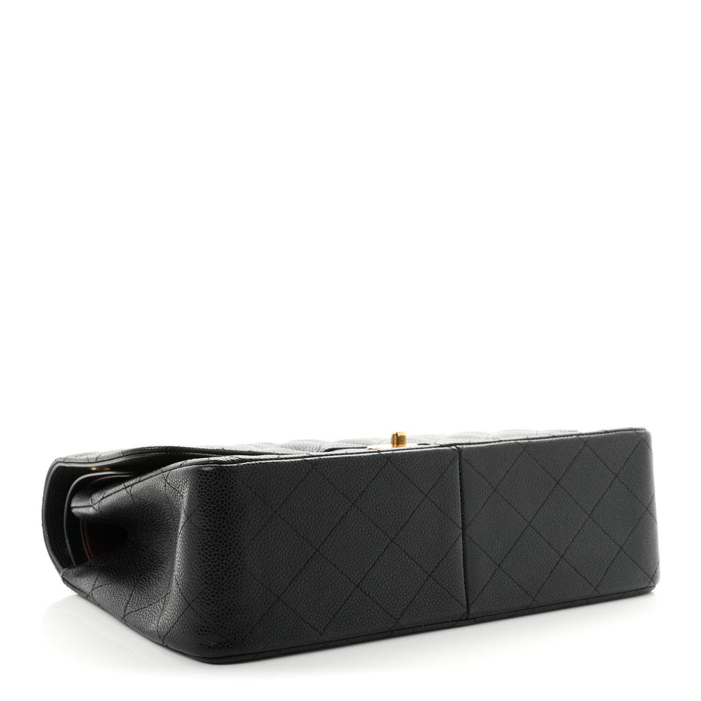 Caviar Quilted Jumbo Double Flap Black