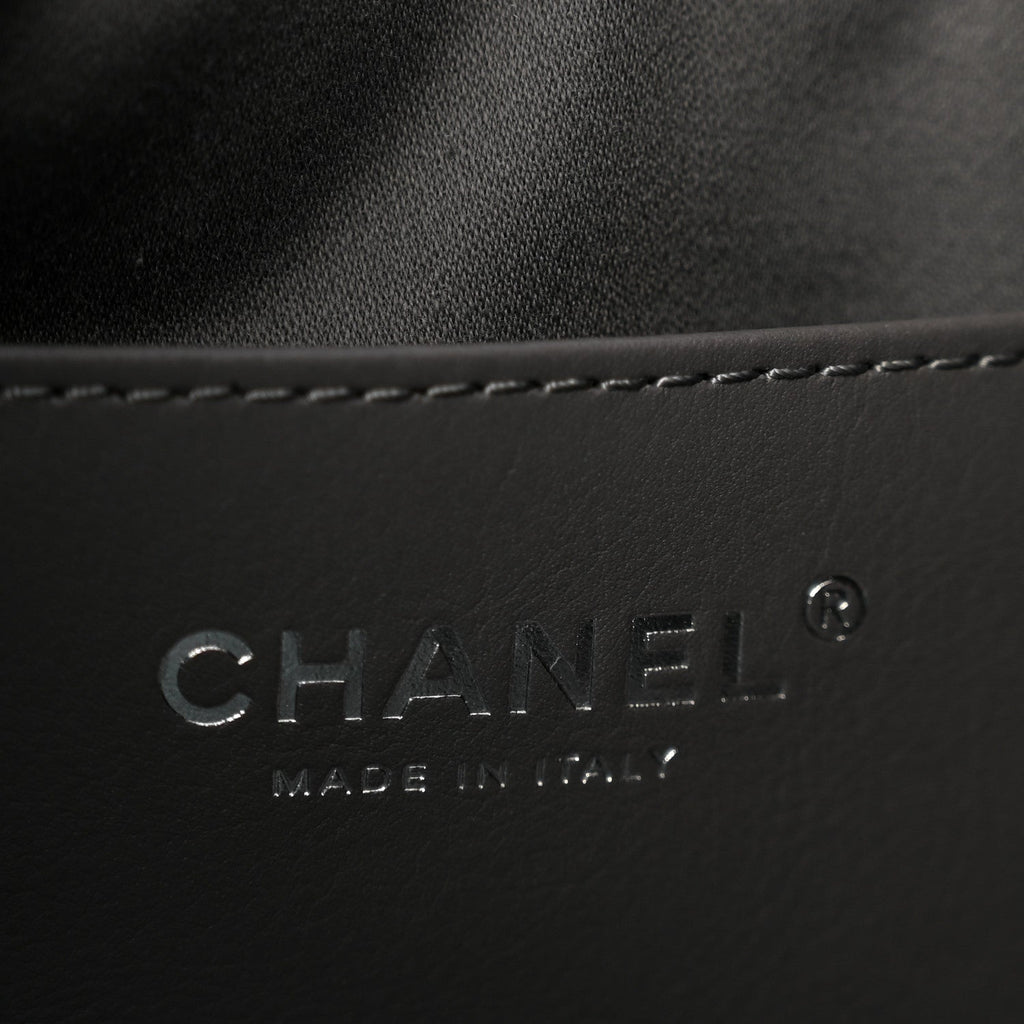 Metallic Caviar Quilted Mini Chanel 25 Handbag Anthracite