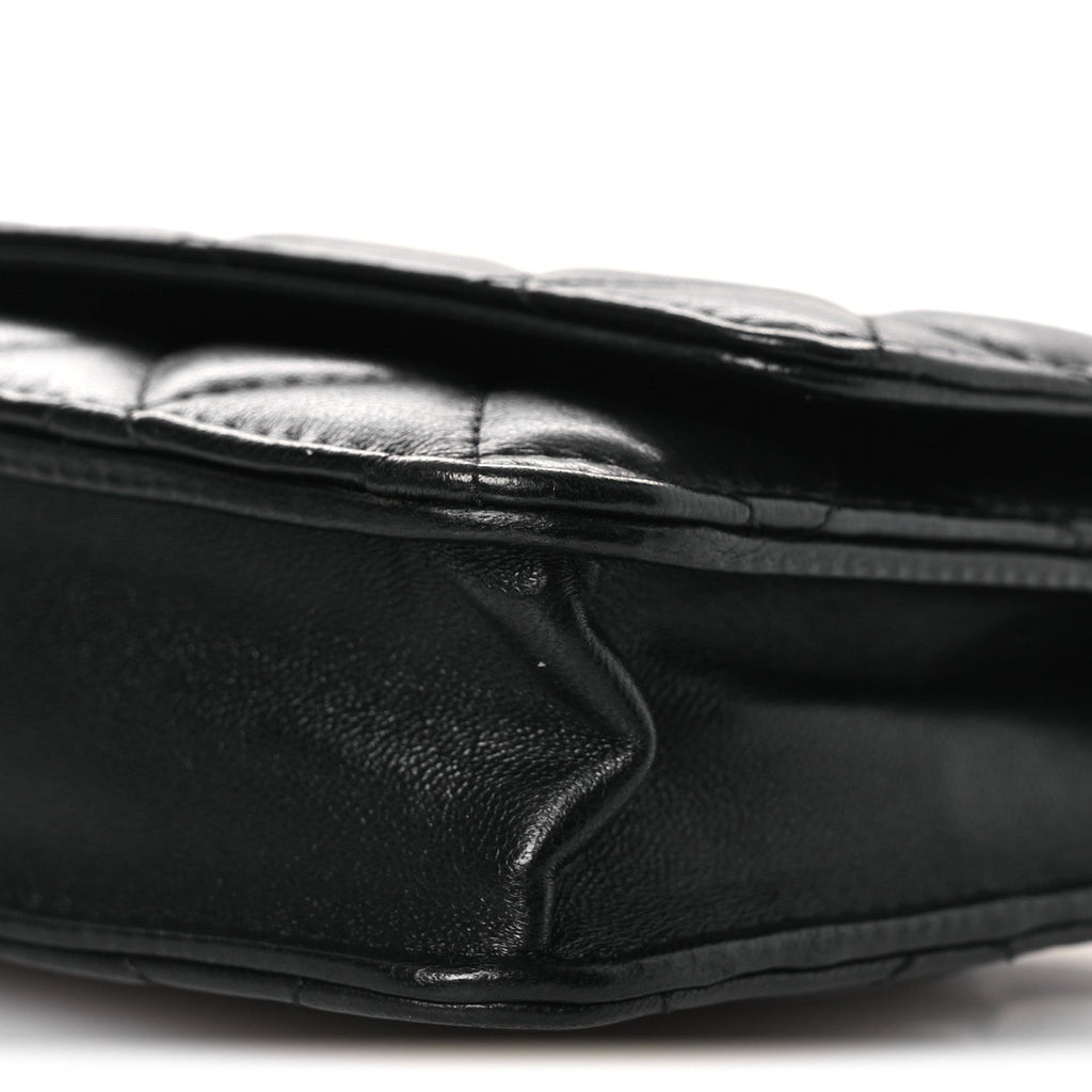 Lambskin Quilted Wallet On Chain WOC Black