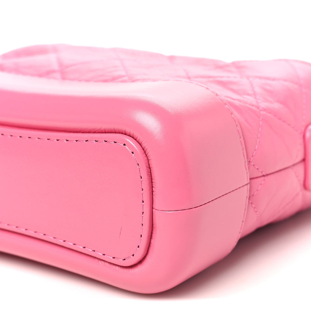 Aged Calfskin Quilted Small Gabrielle Hobo Pink