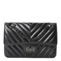 Aged Calfskin Chevron Quilted 2.55 Reissue Mini Flap So Black