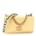 Lambskin Quilted Chanel 19 Wallet On Chain WOC Yellow