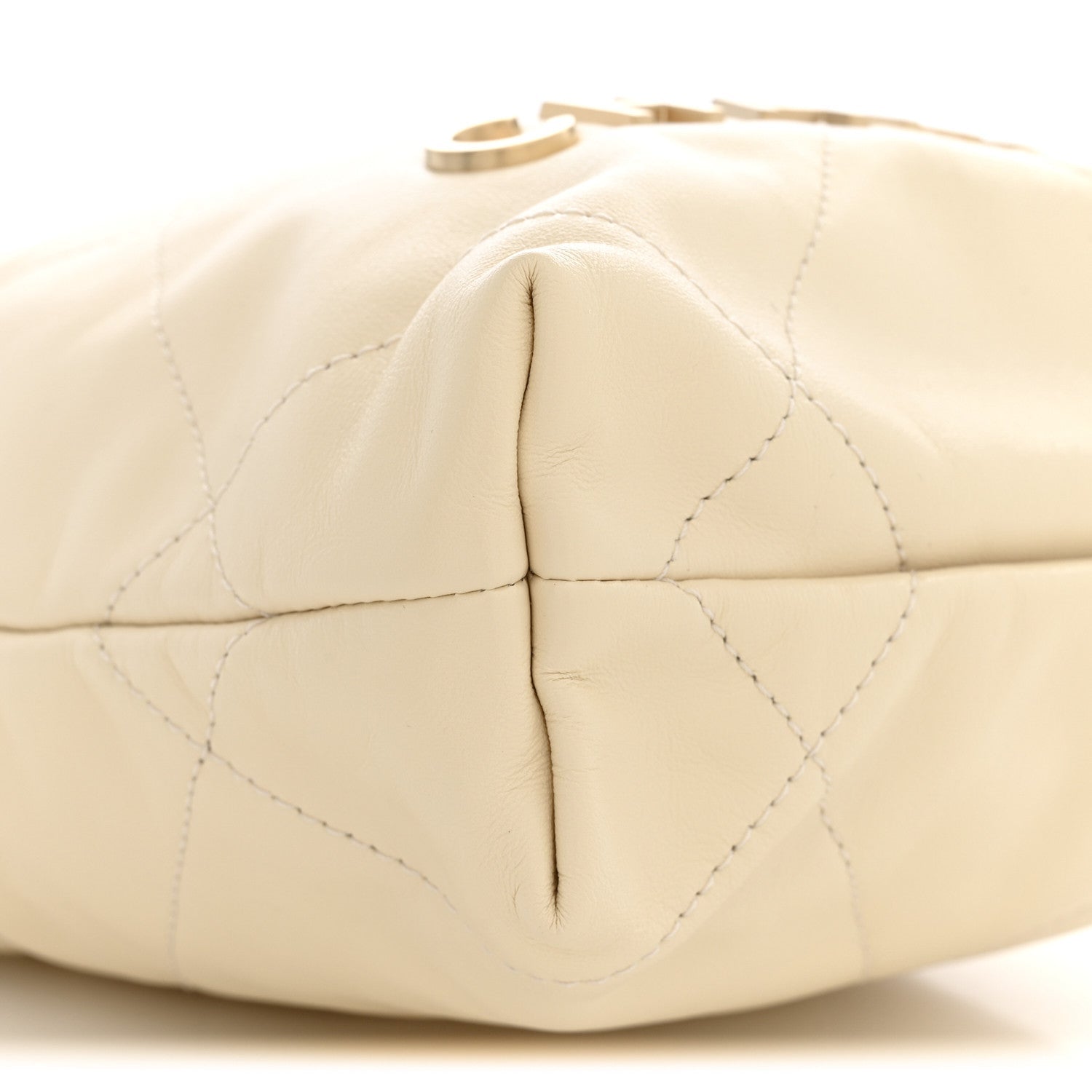 Shiny Calfskin Quilted Mini Chanel 22 Light Beige