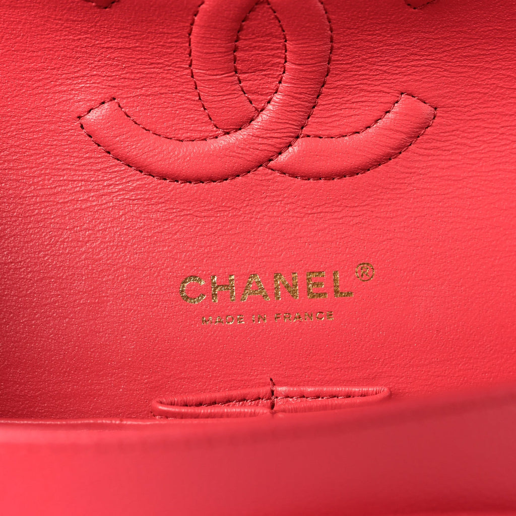 Caviar Quilted Medium Double Flap Red