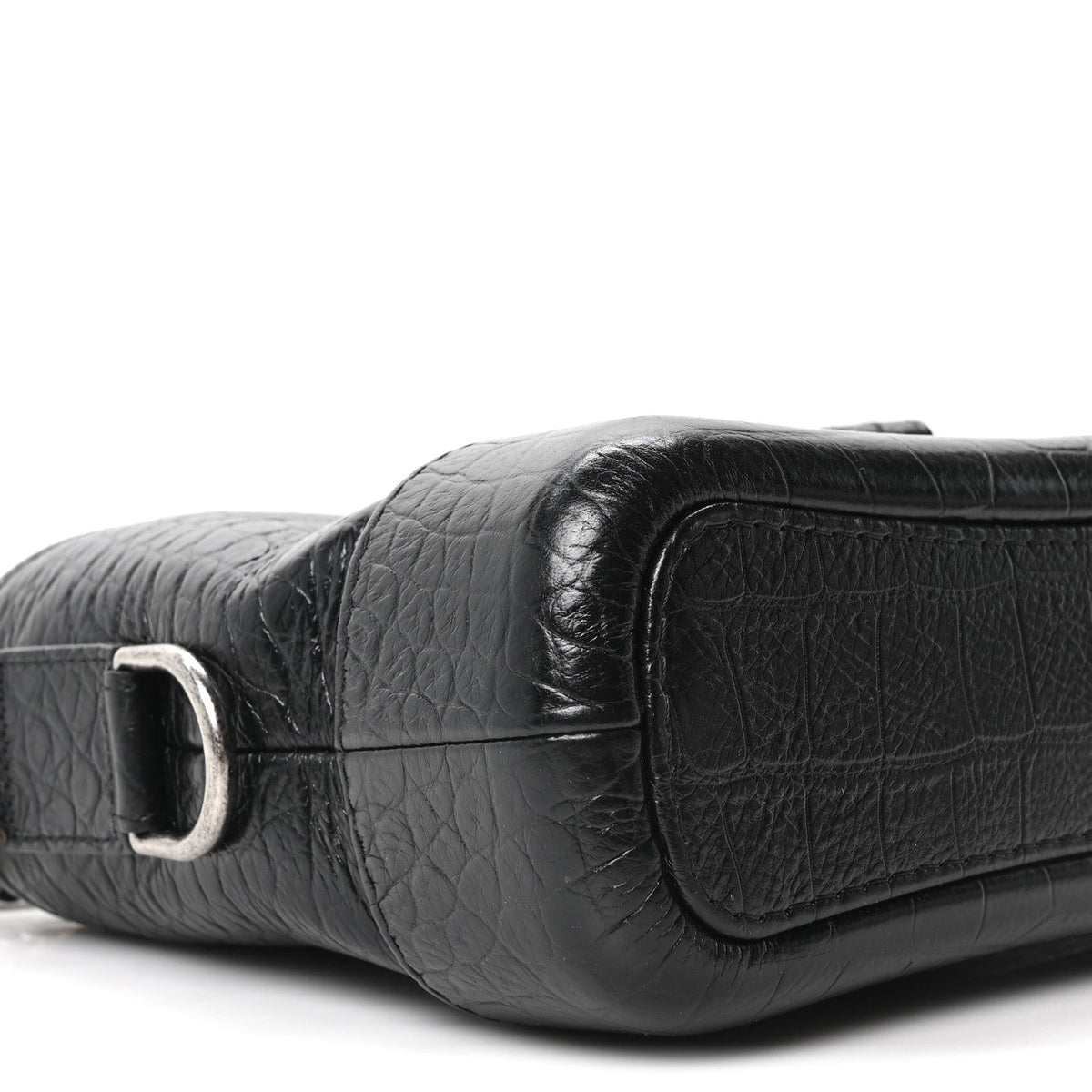 Calfskin Crocodile Embossed Small Gabrielle Cocodile Hobo Black