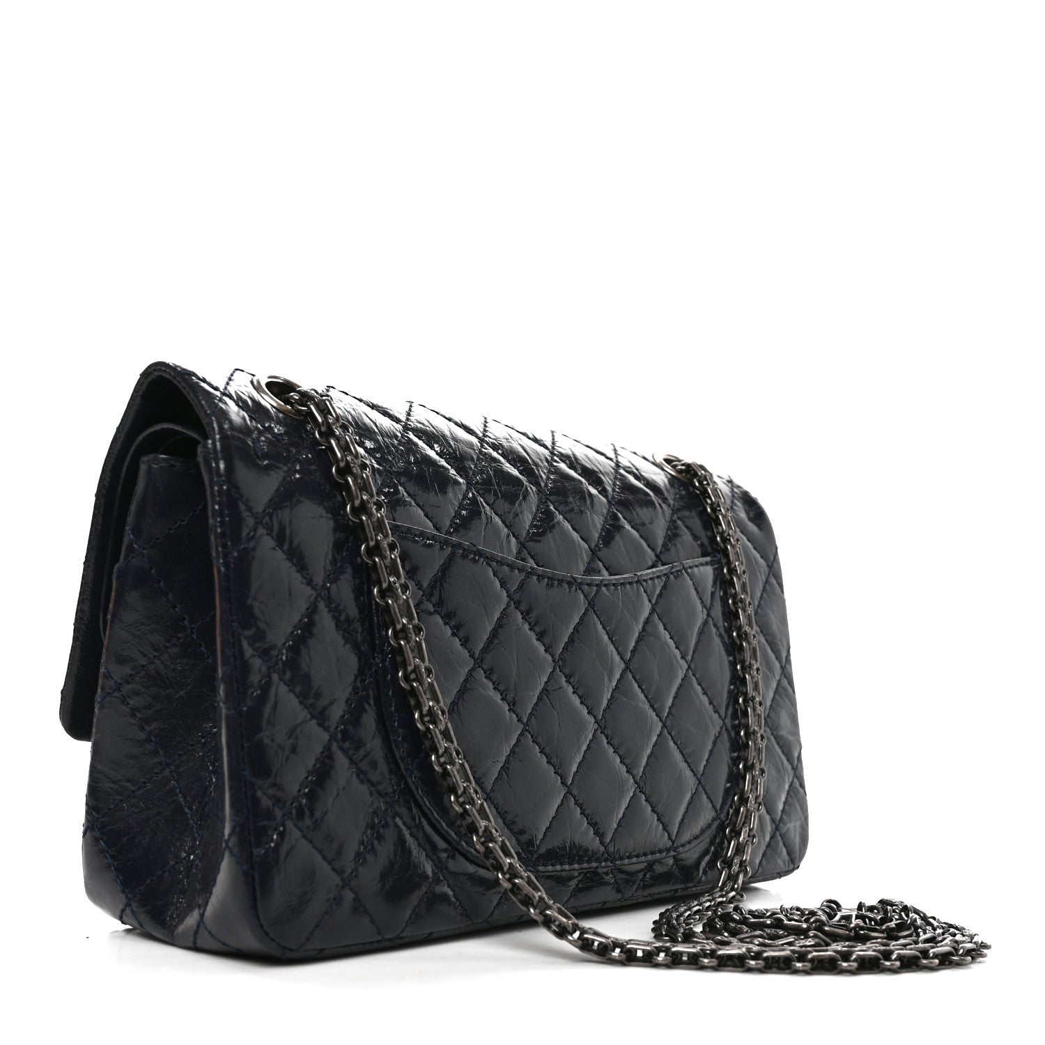 Glazed Calfskin Quilted 2.55 Reissue 225 Flap Dark Navy Blue