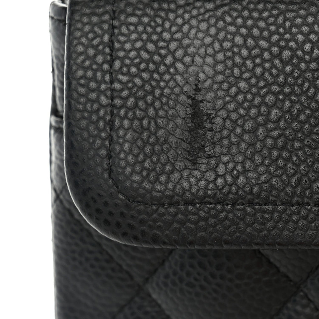 Caviar Quilted Small Double Flap Black