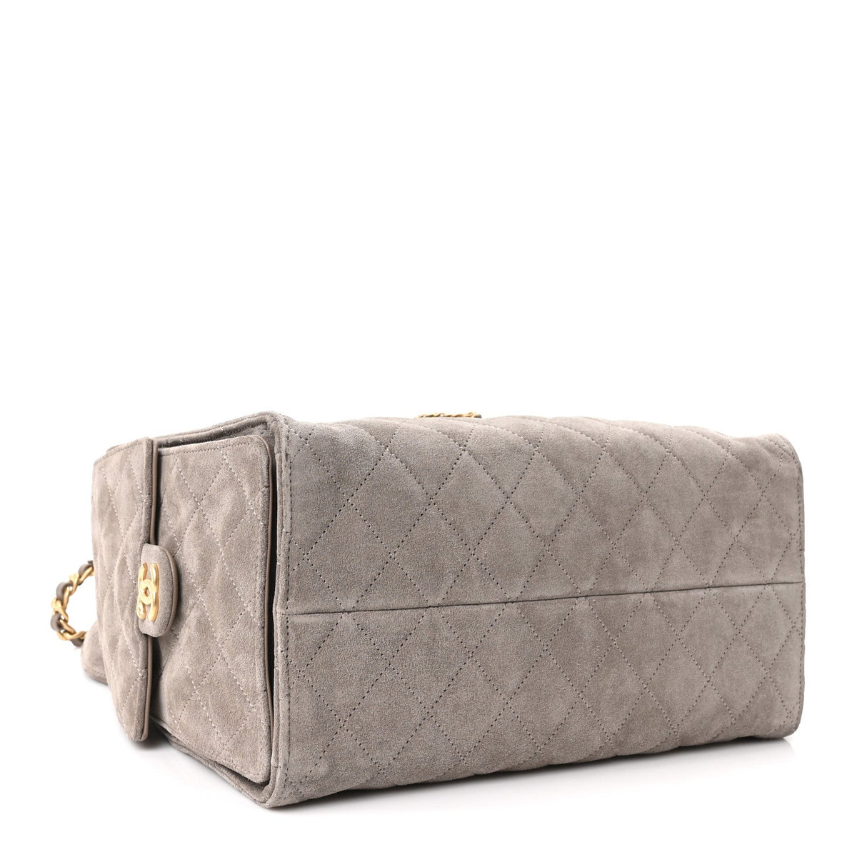 Suede Quilted Medium Chanel 25 Handbag Grey