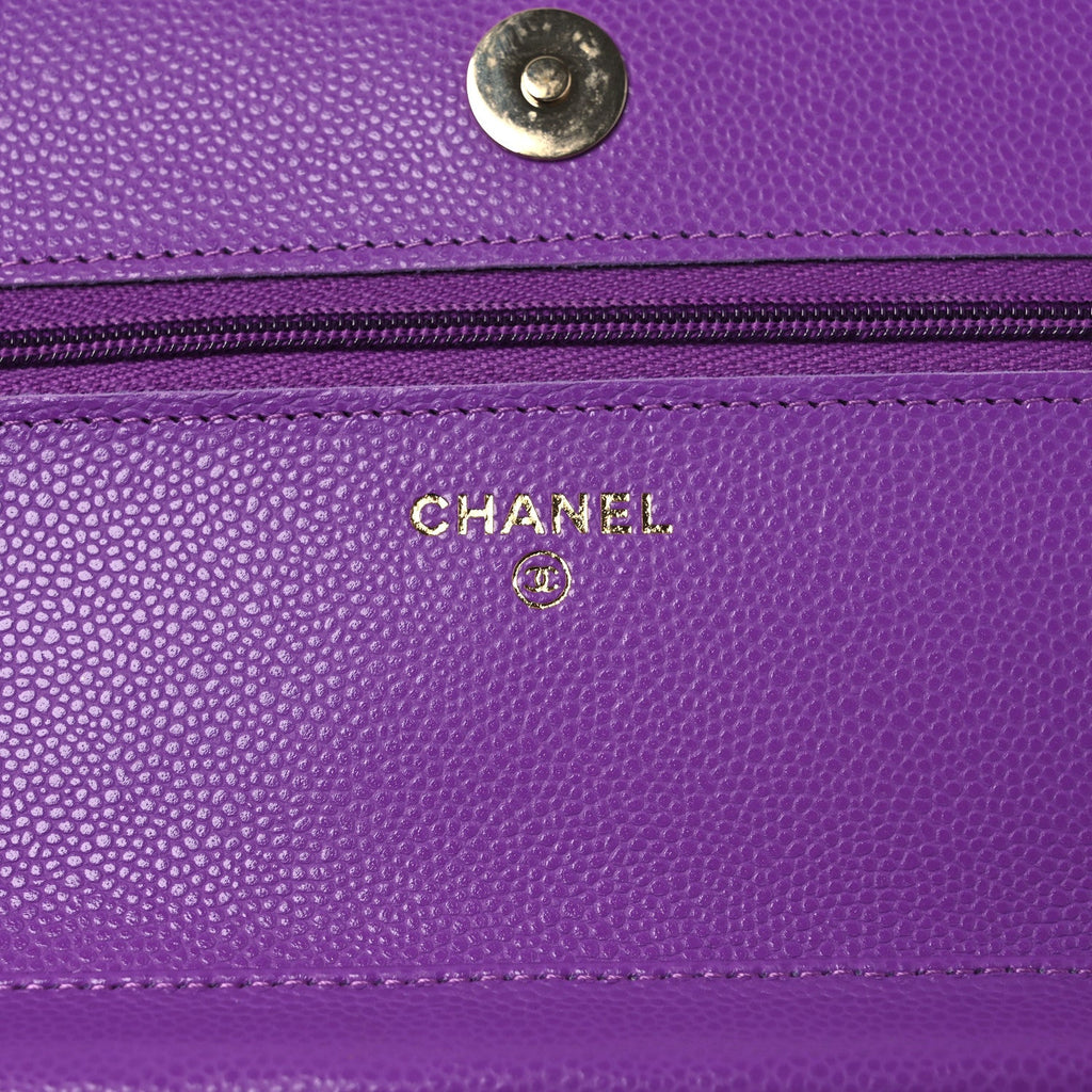 Caviar Quilted Wallet On Chain WOC Purple