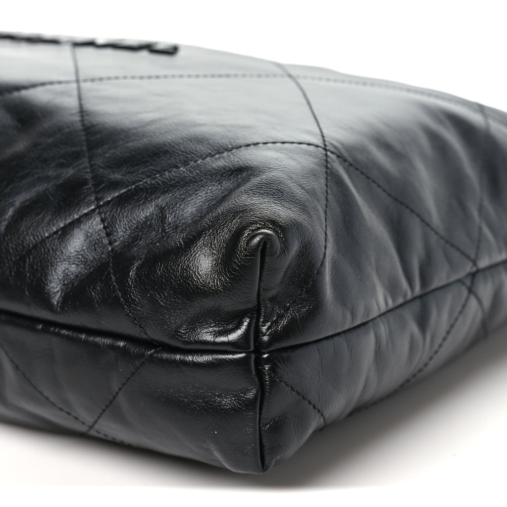 Shiny Calfskin Quilted Large Chanel 22 So Black
