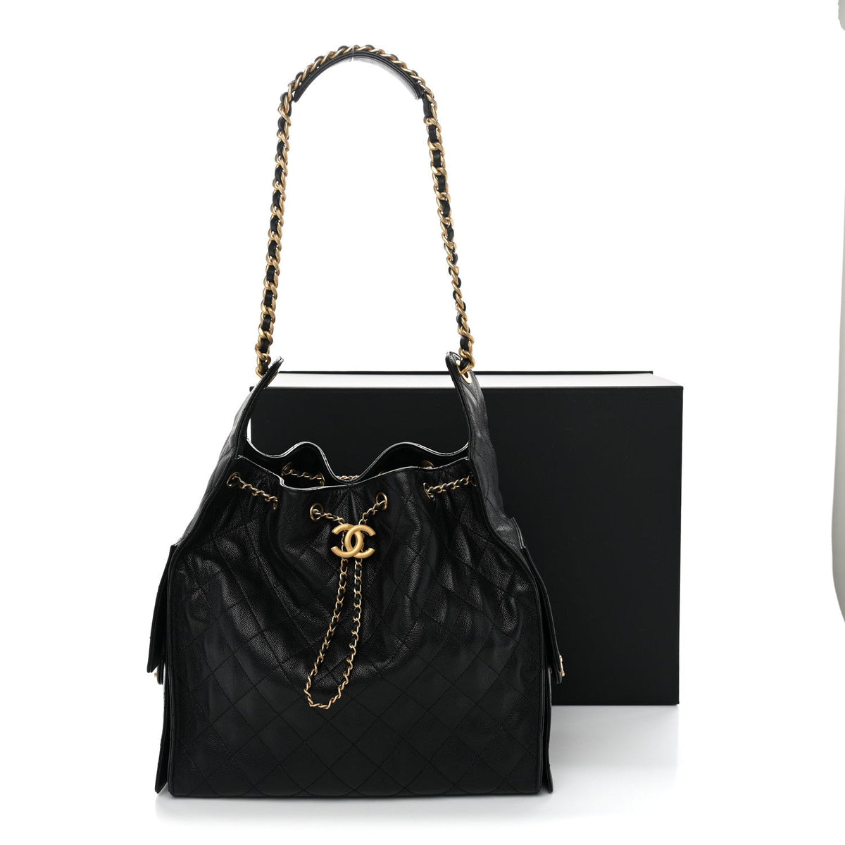Caviar Quilted Medium Chanel 25 Handbag Black