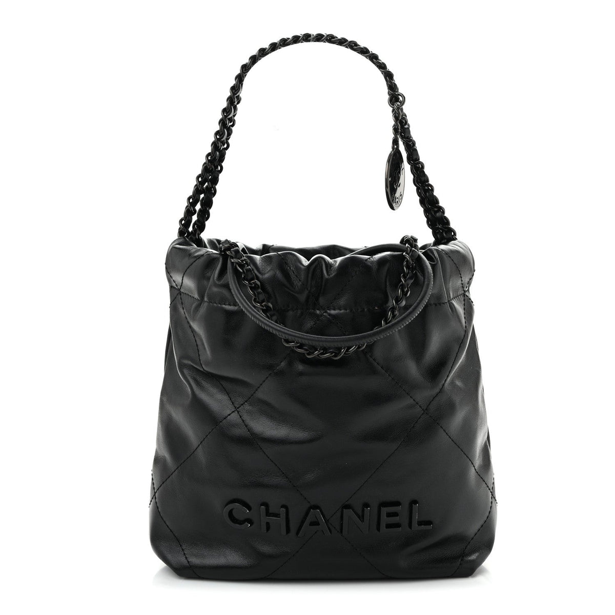 Shiny Calfskin Quilted Mini Chanel 22 So Black