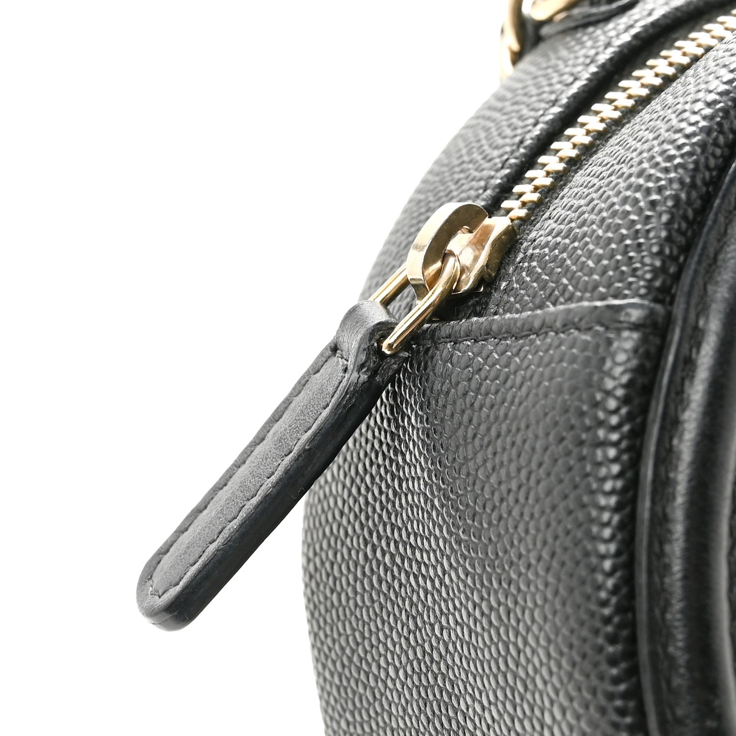 Caviar Quilted Round Filigree Crossbody Black