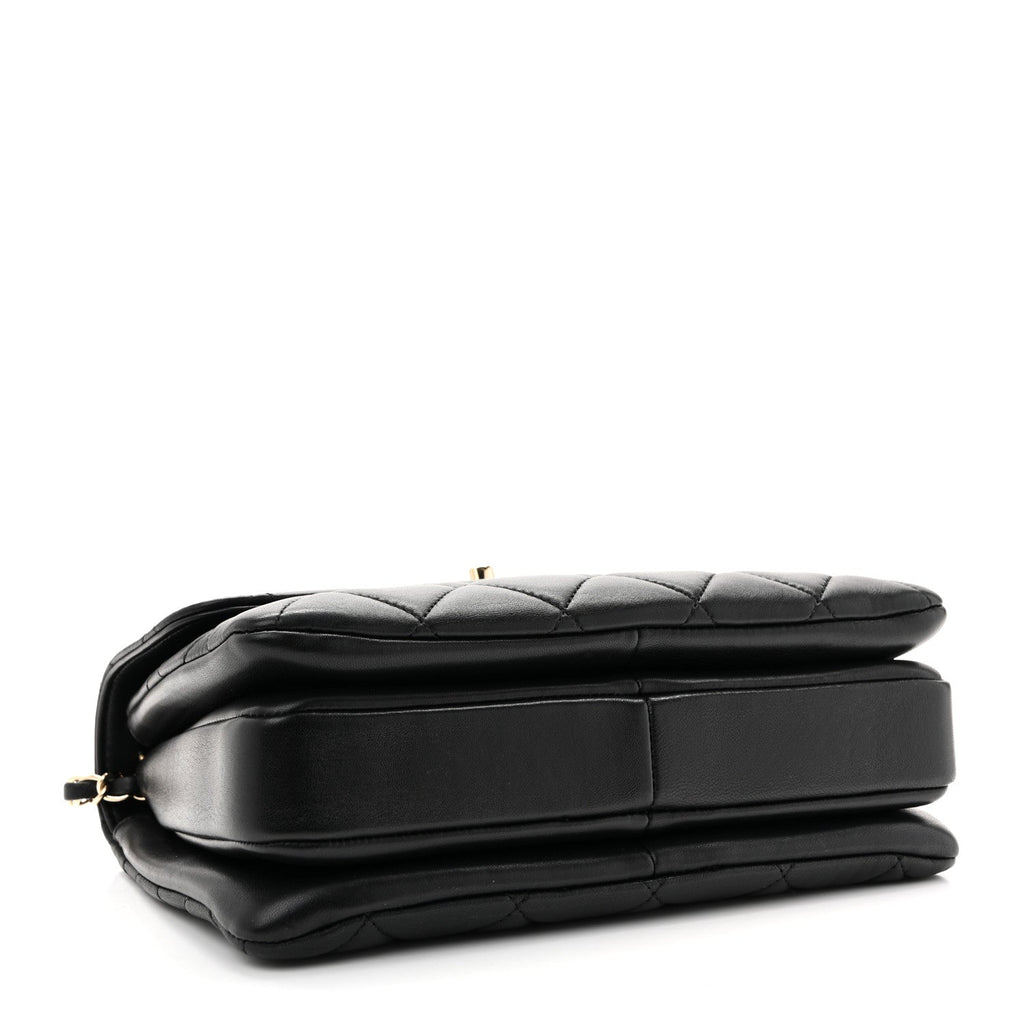 Lambskin Quilted Small Trendy CC Dual Handle Flap Bag Black