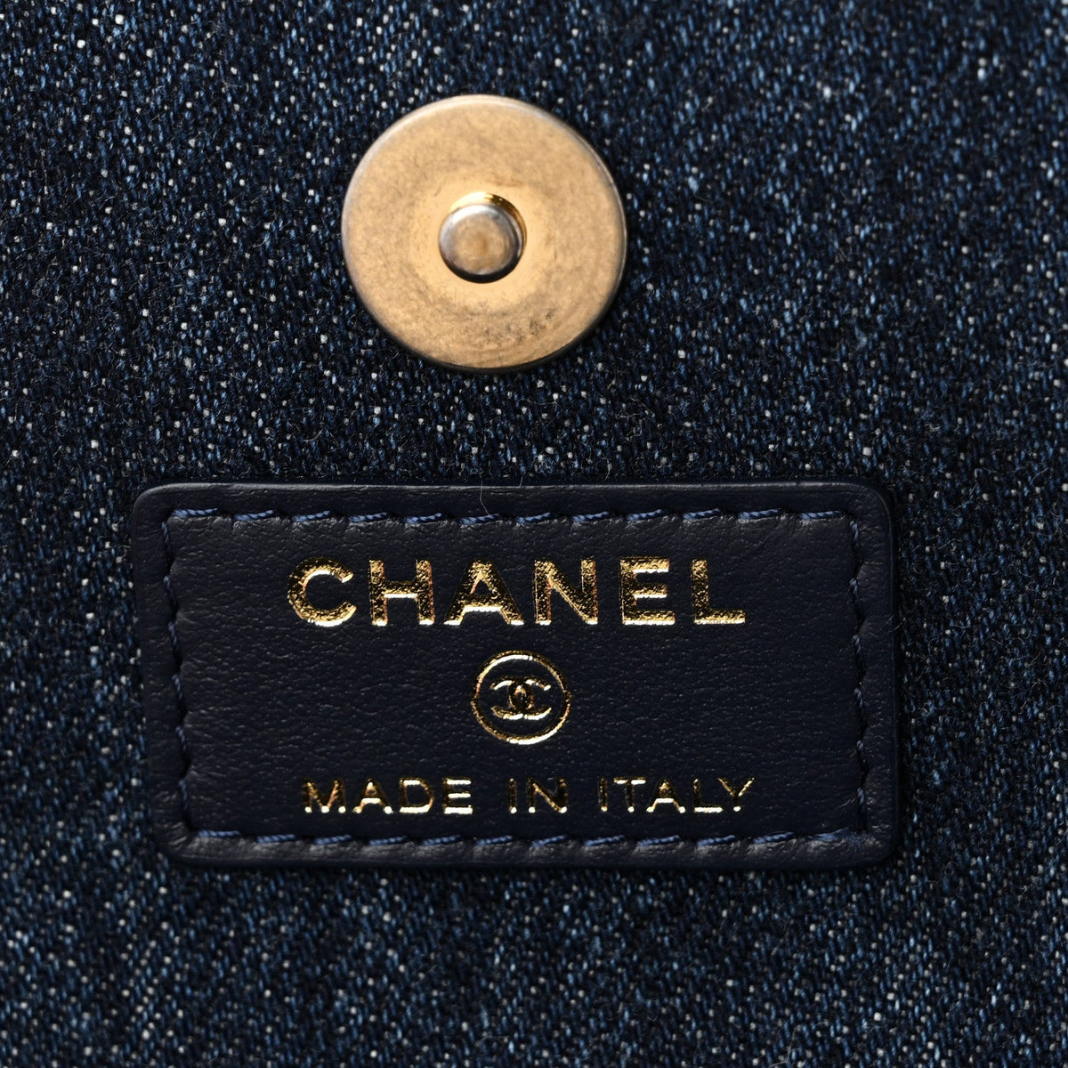 Denim Quilted Chanel 19 Flap Phone Holder With Chain Blue