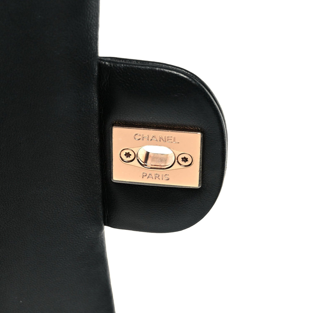 Lambskin Quilted Medium Double Flap Black