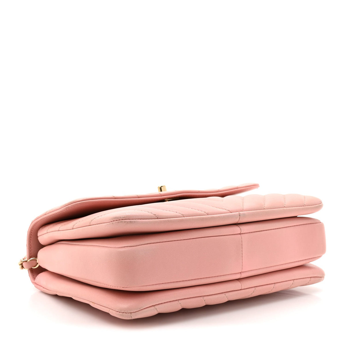 Lambskin Chevron Quilted Small Trendy CC Dual Handle Flap Bag Light Pink