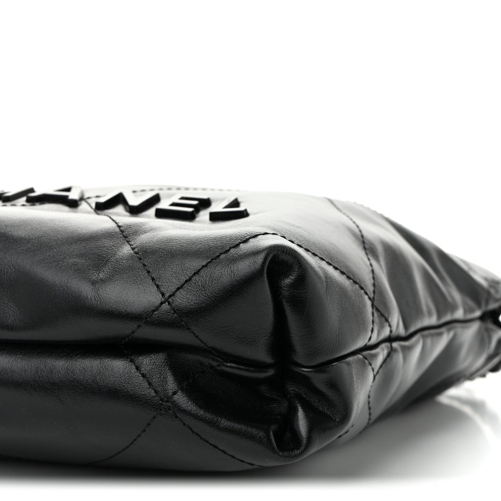 Shiny Calfskin Quilted Mini Chanel 22 So Black