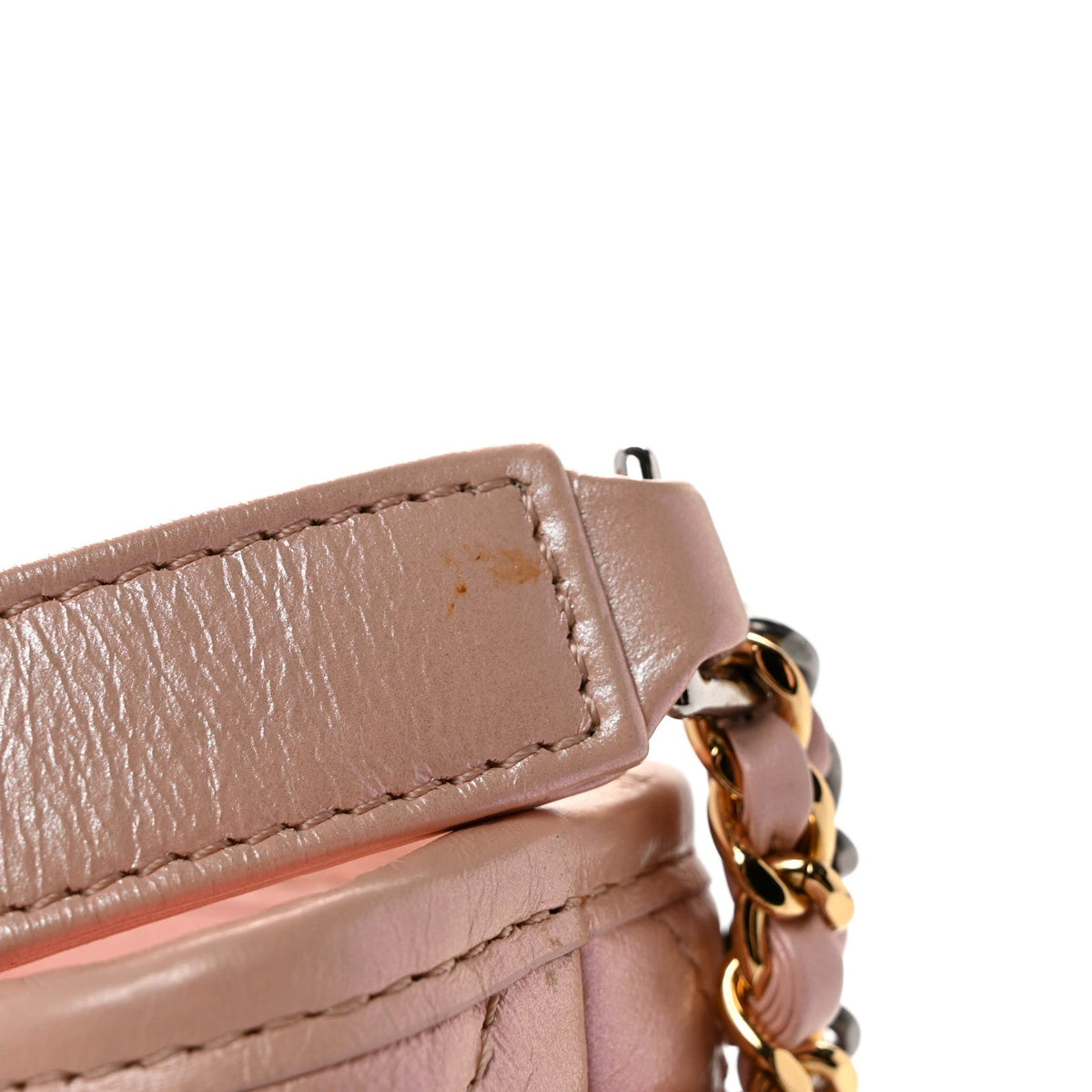 Iridescent Aged Calfskin Quilted Small Gabrielle Hobo Rose Rose