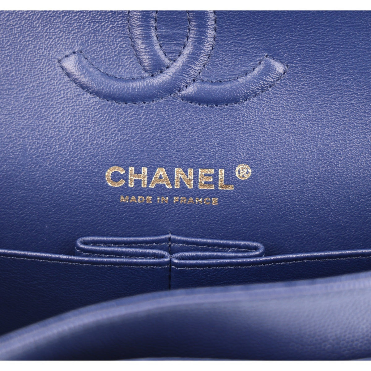 Caviar Quilted Small Double Flap Navy