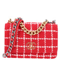 Tweed Quilted Chanel 19 Wallet On Chain WOC Red White