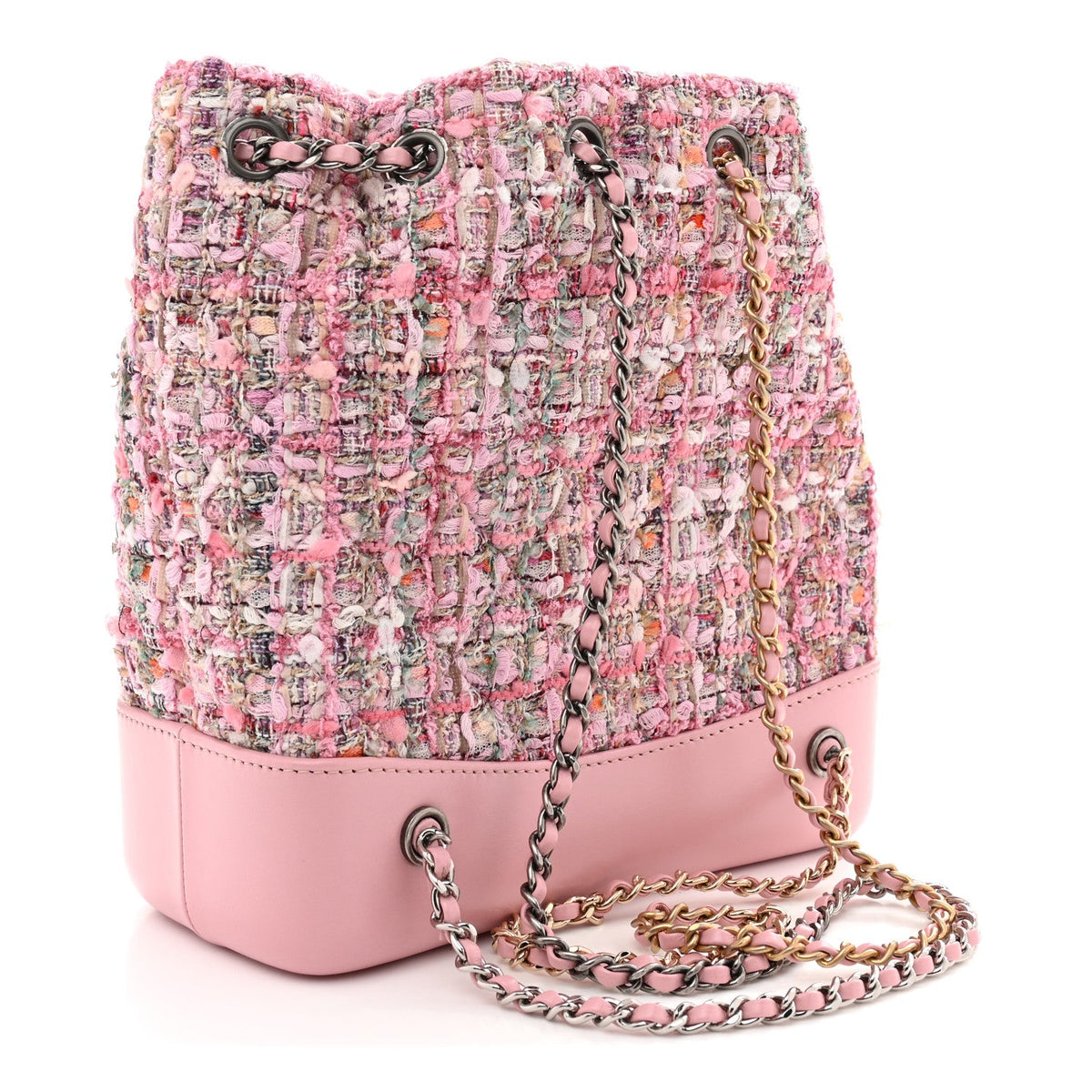 Tweed Calfskin Quilted Gabrielle Backpack Pink