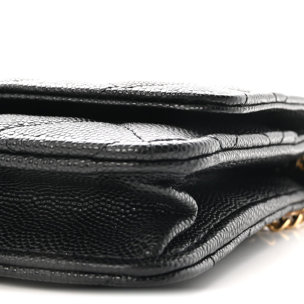Caviar Quilted Medallion Wallet on Chain WOC Black