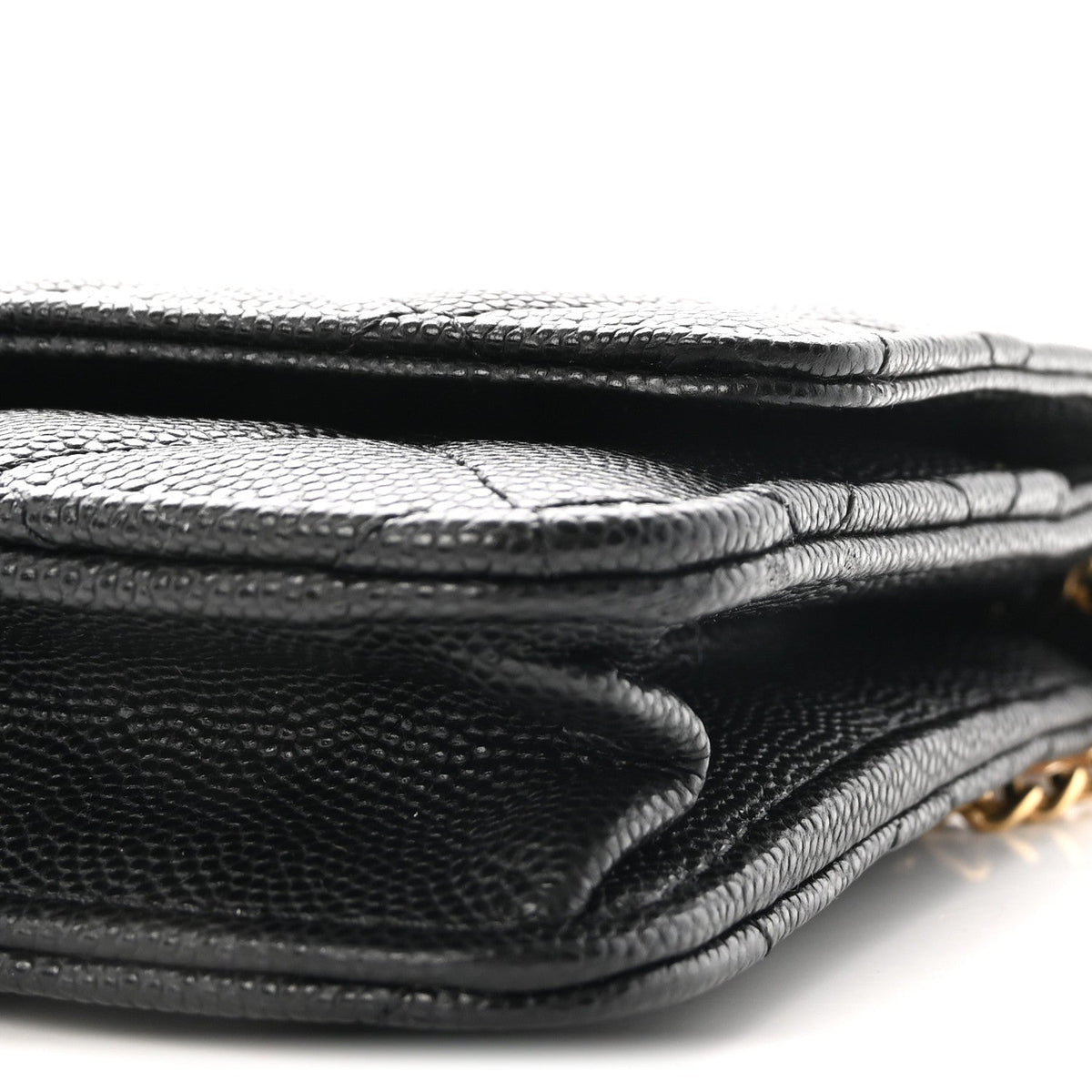 Caviar Quilted Medallion Wallet on Chain WOC Black