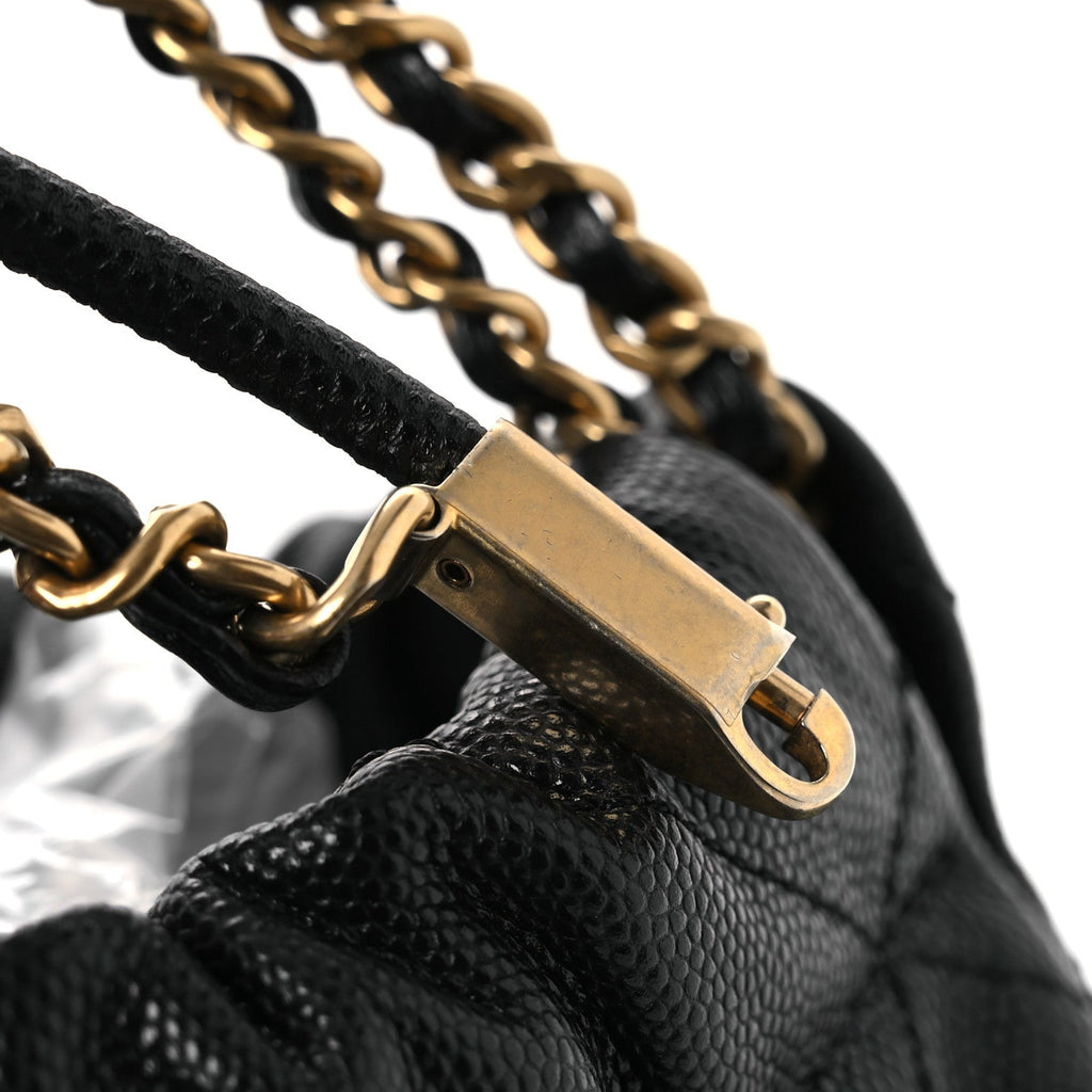 Shiny Caviar Quilted Mini Chanel 22 Black