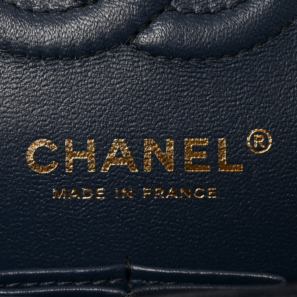 Caviar Quilted Small Double Flap Dark Navy