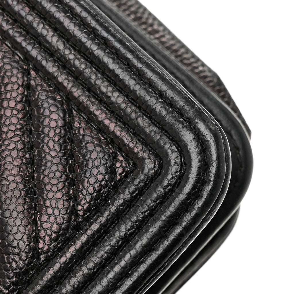 Caviar Chevron Quilted Boy Wallet On Chain WOC Black