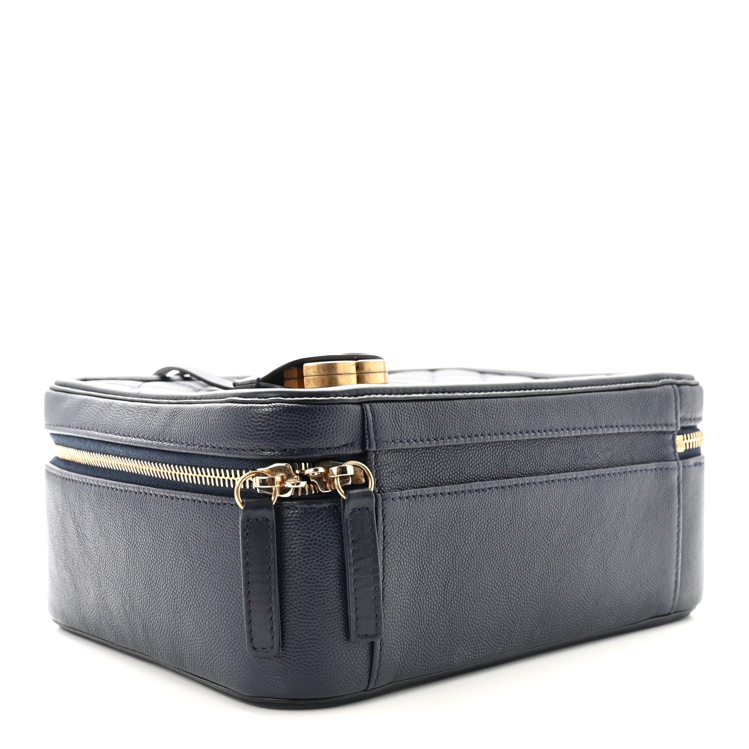 Caviar Quilted Large CC Filigree Vanity Case Navy