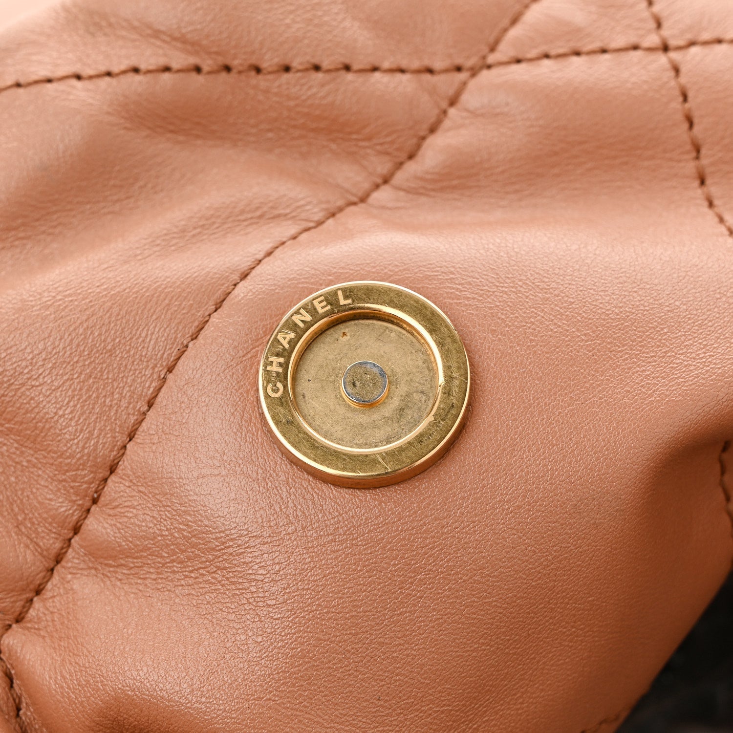 Shiny Calfskin Quilted Chanel 22 Beige